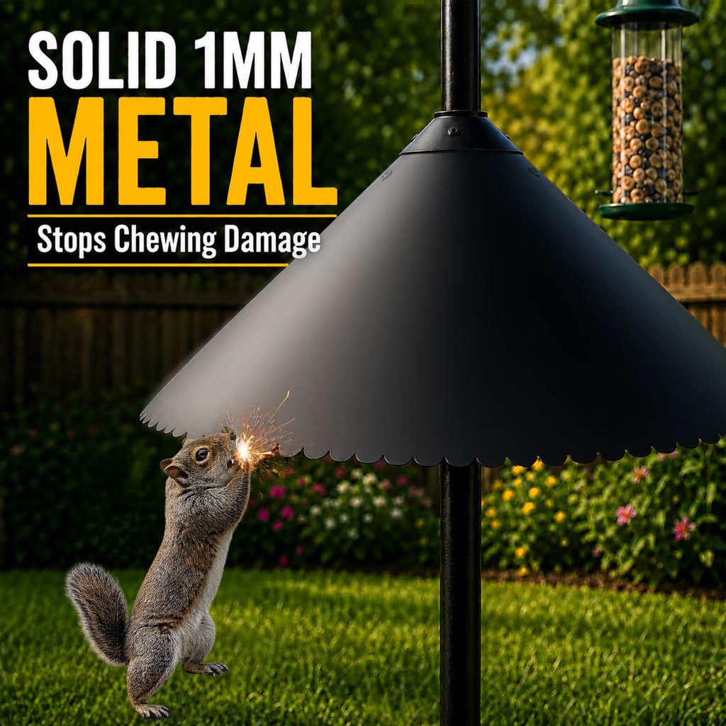 eWonLife 19 inch Metal Squirrel Baffle for Bird Feeder Pole | Easy-Clean Cone, Rust-Resistant Coating, Stainless Steel Wobble Spring, Heavy-Duty Squirrel Deterrent, Easy Installation