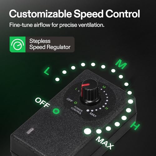 VIVOSUN P4 4" Inline Fan &Speed Control 130 CFM Exhaust Fan for Home | Low Noise Duct Fan, HVAC Ventilation, Vent Booster Fan in Workshop, Grow Room, Basement, Bathroom, Kitchen, Attic, 3D Printer
