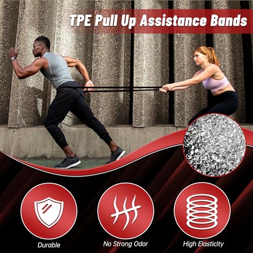 5-Level Resistance Bands for Working Out, Pull Up Assistance Bands | 5-125 LBS Resistance, Fitness, Full-Body Training, Physical Therapy & Stretch Workout, for Men, Women, Home, Outdoor, Gym Use
