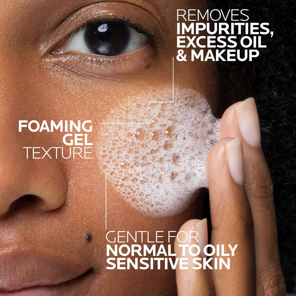 La Roche-Posay Toleriane Purifying Foaming Facial Cleanser with Niacinamide | Oil free face wash for sensitive skin with niacinamide and ceramides. Pore cleanser that won’t dry out skin and is soap free.
