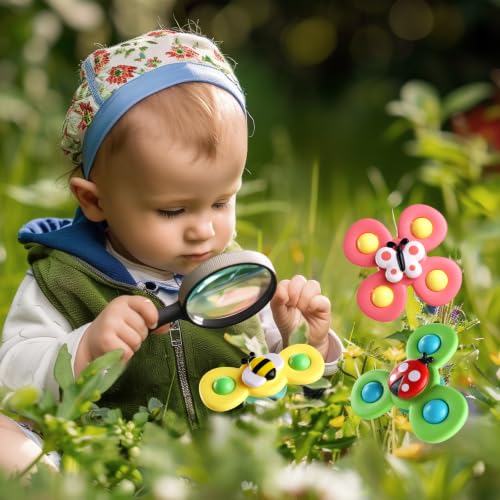 ALASOU Suction Cup Spinner Airplane Travel Toys for 1 Year Old Boy Girl | Spinning Top 12 18 Months,1 2 Year Old Boy Birthday Gift,Baby Bath Toy for Kids Ages 1-3,Sensory Toy for Infant Toddlers