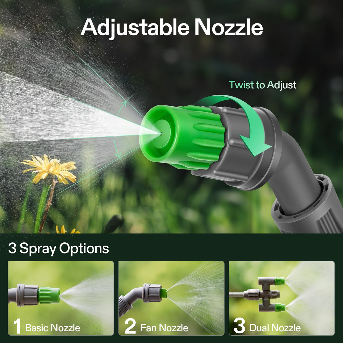 VIVOSUN 1 Gal/4L Pump Sprayer, Garden Water Sprayer | for Plants, Weeds & Lawn Care, with 3 Nozzles, 50'' Long Hose & Pressure Relief Valve