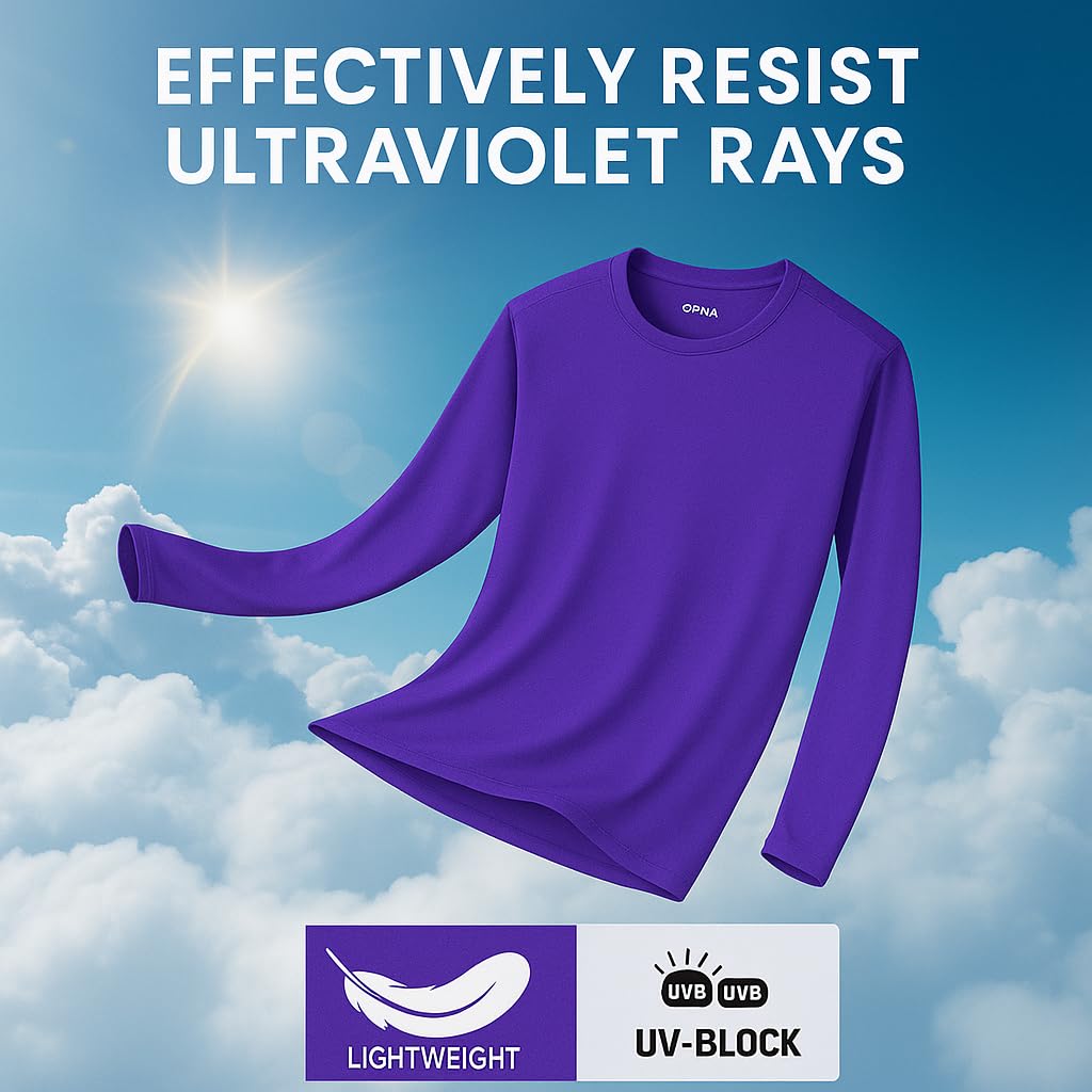 Men's Long Sleeve Moisture Wicking Athletic Shirts, Dry Fit Long Sleeve UV Protection Shirts Men for Workout, Running, Hiking