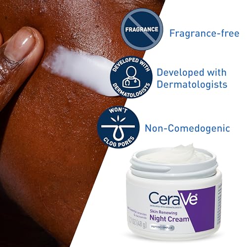 CeraVe Night Cream, Facial Moisturizer with Peptides & Niacinamide, 1.7oz | Anti-aging Face Cream, Skin Care with Hyaluronic Acid, Night Cream for Men & Women, Daily Non-Comedogenic Face Moisturizer