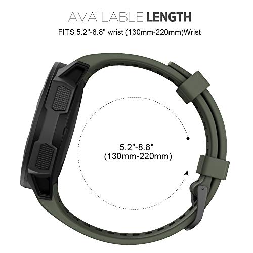 NotoCity for Garmin Instinct Band, Soft Silicone Replacement Watch Strap Compatible with Garmin Instinct 2/ Solar/Tactical(Army Green)