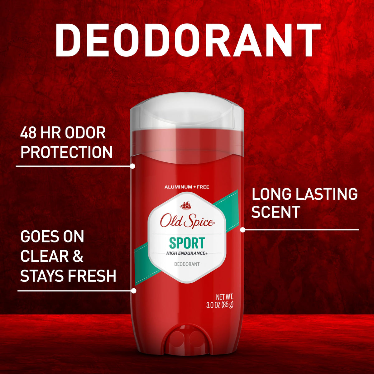 Old Spice Deodorant for Men, Aluminum Free, Sport Scent, 3.0 oz Pack of 3 | 24/7 Odor Protection | 24/7 Freshness & Long-Lasting Scent | Goes on Clean | Citrus & Amber Notes | High Endurance Collection