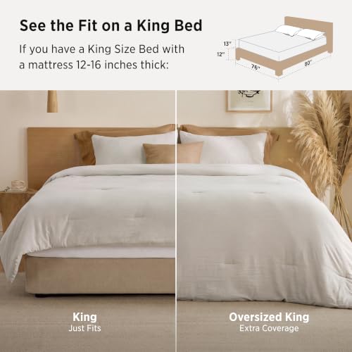 Bedsure King Comforter Set Prewashed Soft Bedding Set 3Pcs Beige 104"x90" | GentleSoft, Built to last, all season, bedding, comforter set, warm yet lightweight, gift choice, OEKO-TEX
