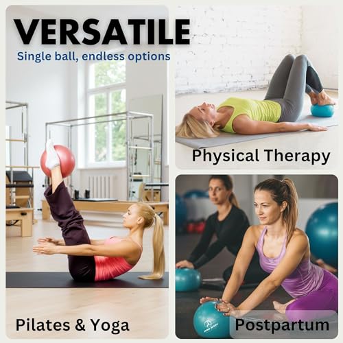 ProBody Pilates Ball Small with Pump - 9 Inch Small Exercise Ball | Anti-Burst, Latex-Free, PT-Grade, Between-Knees Stabilizer, Barre & Postpartum, Pump, Yoga Ball Small