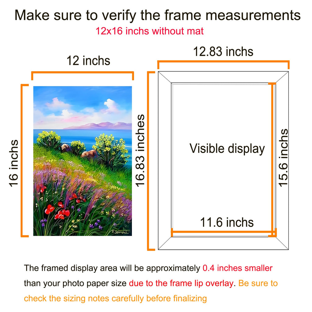 BESCRCL 12x16 Frame Wall Hanging Picture Frames, Black, 1 Pack