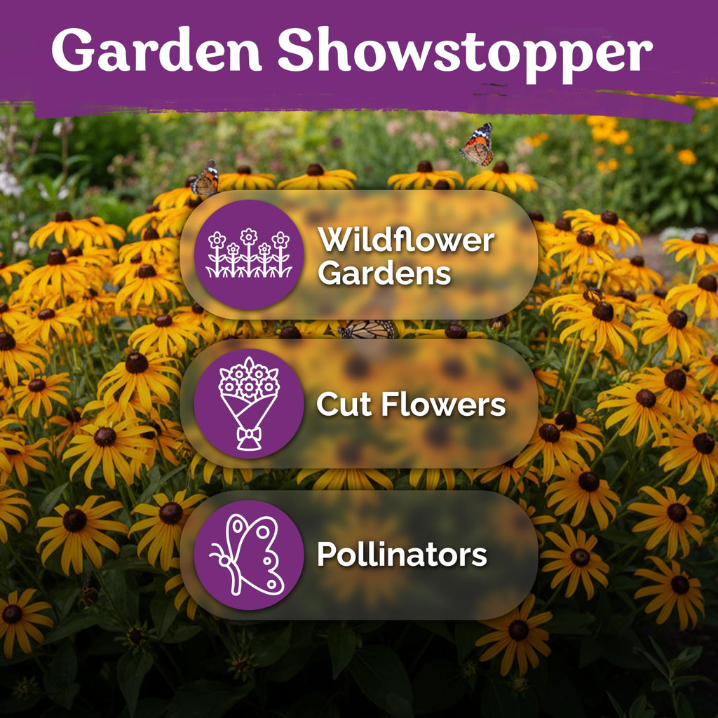 10,000 Black Eyed Susan Heirloom Flower Seeds for Planting, Rudbeckia Hirta | Gloriosa Daisy Wildflower Seeds, Flower Seeds for Planting Outside, Borders, Containers, Attracts Pollinators