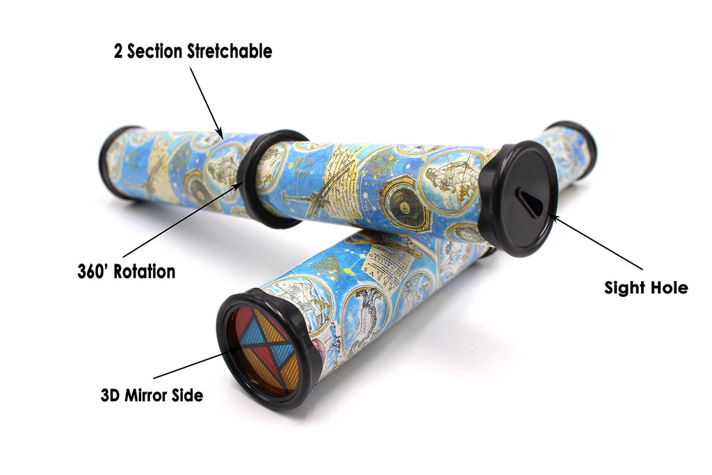 SPADORIVE 3 Pack Magic Kaleidoscope Toy for Teens Adults 3D Mirror Lens Kaleidoscope Party Favors Stretchable Long Classic Kaleidoscope Toy Educational Science Developmental Toy (Blue)
