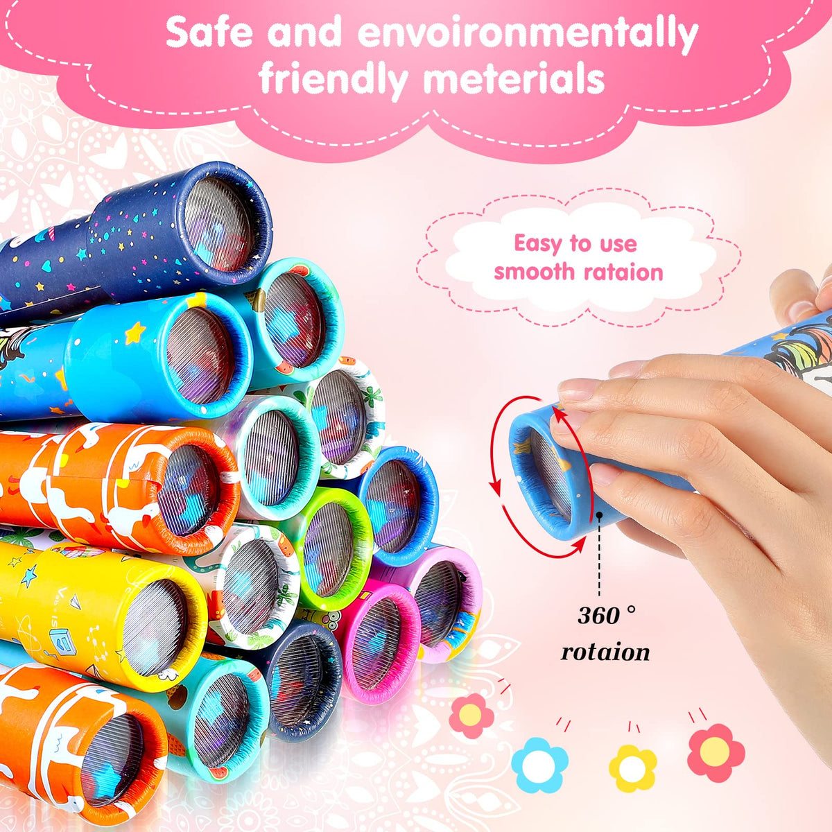 Chivao 15 Pcs Kaleidoscopes for Kids Bulk Party Favors, Lovely Style | Vintage Kaleidoscope Toys Bulk for Classroom Return Gifts, Carnival Prizes Goodie Bag Fillers, Educational Party Supplies