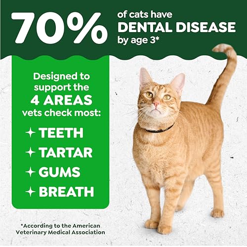 Greenies Feline Natural Dental Cat Treats, Roasted Chicken Flavor, 9.75 oz | #1 vet-recommended, clinically-proven oral care, cleans teeth and freshens breath, cleans to gumline, natural ingredients