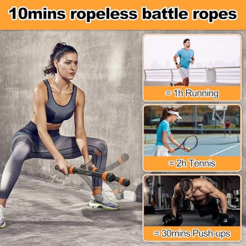 Ropeless Battle Ropes for Home Gym,Cordless Battle Rope for HIIT & Cardio | Weighted Ropeless Battle Rope,Adjustable,Strength Building,Cardio Fitness,Arm Trainer Workout Equipment for Men Women