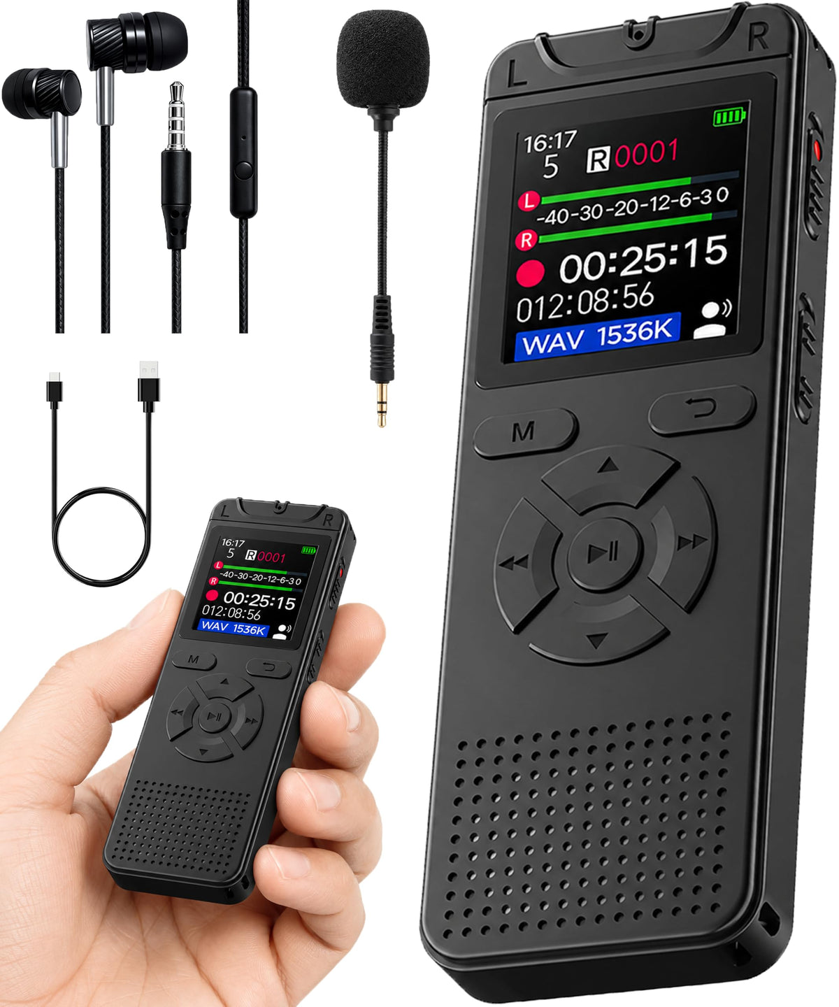 Cappsu Digital Voice Recorder with Playback, 32GB Built-in Memory Storage | Small Size, Voice Activated Recording, 1536Kbps Audio, A-B Repeat, Device Portable Mini for Lectures, Meetings, Interview etc