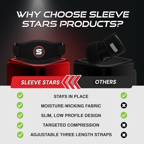 Sleeve Stars Tennis Elbow Brace for Men & Women, Fits 9"-23" (Single/Black) | Adjustable Counterforce Brace, Tennis Elbow Strap for Tendonitis Relief, Golfers Elbow Strap, Forearm Brace, Elbow Wrap