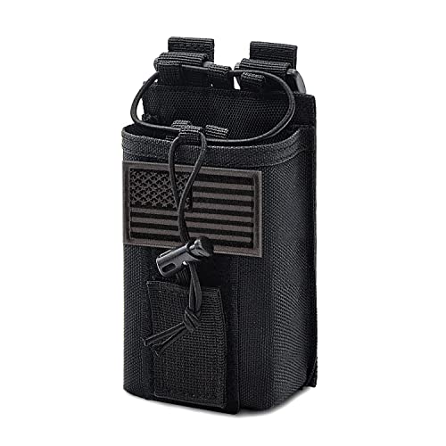 YEZEJUN Molle Radio Pouch Holster Tactical Holder Duty Belt Accessories Military Heavy Bag for Two Ways Walkie Talkies Adjustable Storage with 1 Pack Patch