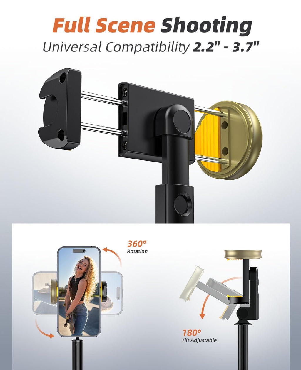 Tripod for iPhone, Selfie Stick with Remote, Stable & Durable Phone Tripod | Portable Travel Cell Phone Stand, Extendable All-in-1 Tripod for Video Recording Compatible with iPhone Android