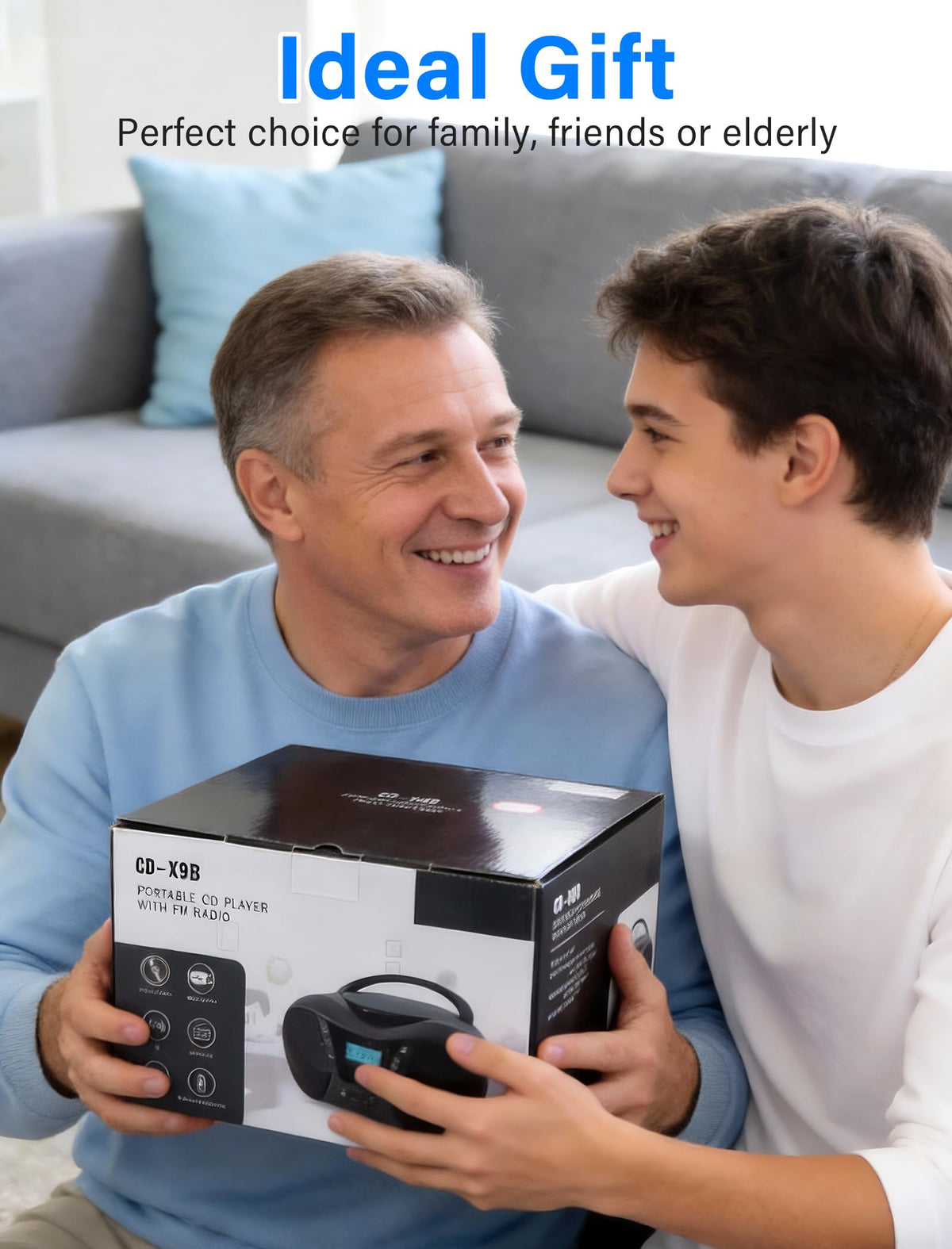 Greadio Portable Boombox CD Players for Home with Bluetooth, Stereo Sound | FM Radio CD Player, Simple Controls, CD/CD-R/RW, Compact, AC/Battery Power, USB & AUX Input Playback, Sleep Timer (Black