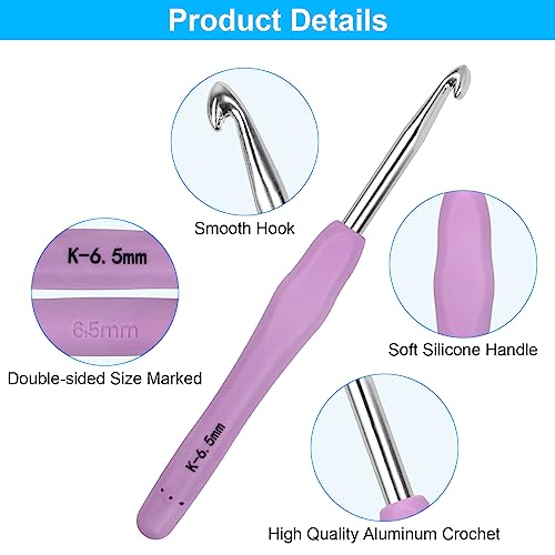 MECHEER Crochet Hooks 12 Sizes Set, 51 Pack Yarn Crochet Kit for Beginners | Knitting Needles with Ergonomic Handles for Arthritic Hands, Crochet Needle Kit with Blue Case for Crocheters