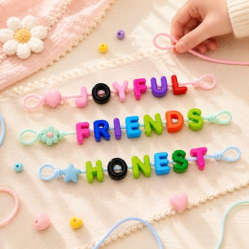 OVRUNS 26Pcs N Large Letter Beads with Horizontal Hole Bubble Alphabet Bead | Candy Colors, Acrylic Chunky Alphabet Beads, 6mm Large Holes, Ideal for Bracelets, Jewelry, Keychains, Bag Charms