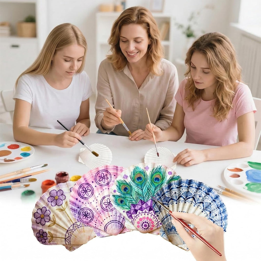 10PCS Natural Large Scallop Shells for Crafts, 4-5 in White Sea Shells, DIY | Smooth, cleaned surfaces suit painting, resin art, candle making, baking displays, weddings, classrooms and ocean parties.