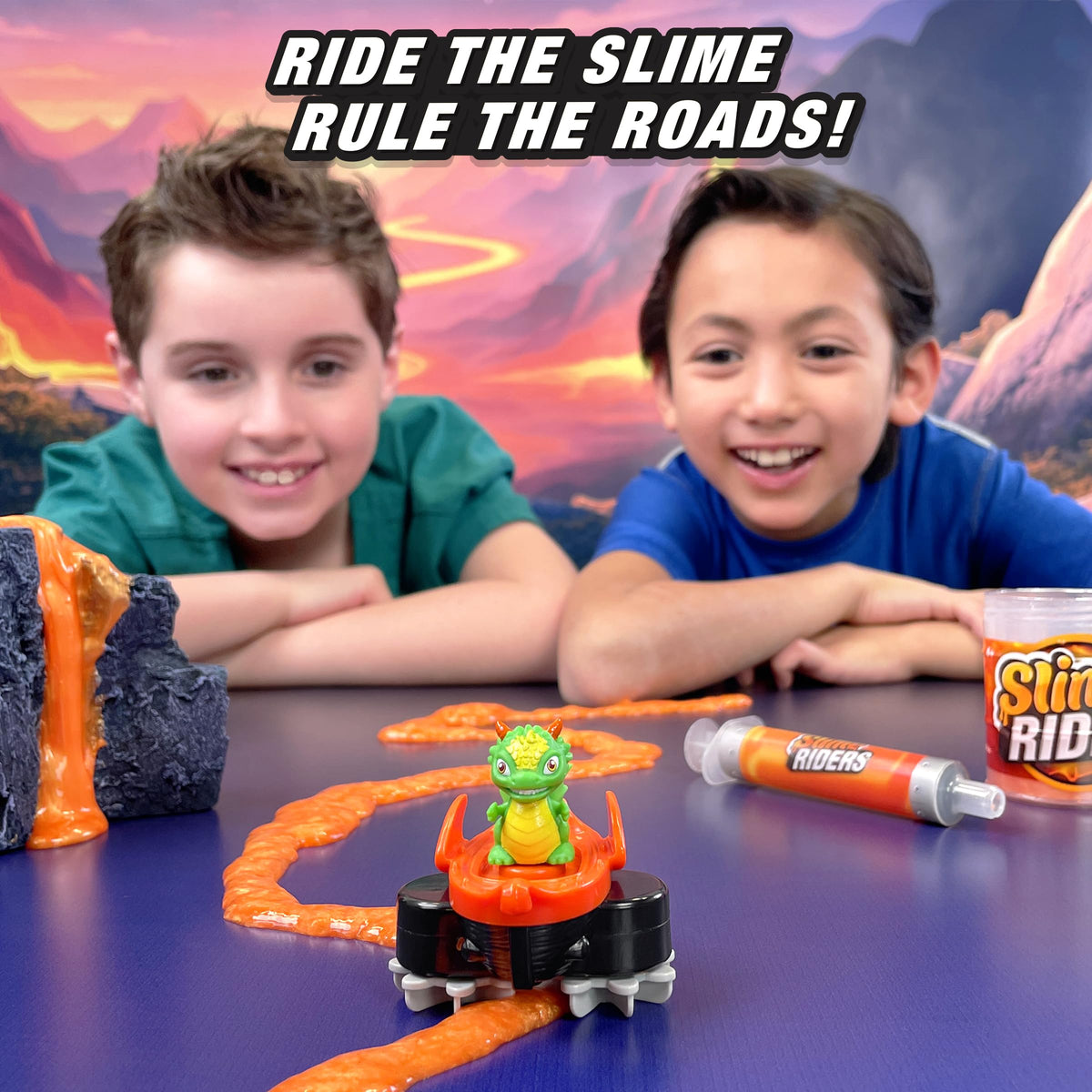 Slime Riders Motorized Rechargeable Toy Car Slime Race Track Builder Kit | The Original Slime Rider - Draco The Dragon
