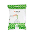 Brabantia PerfectFit Bin Liners, Tear-Resistant, Size G/23-30L (40 Bags) | Tie Tape Drawstring Handles, Thick Plastic Trash Bags, Hassle-Free Changing, White With Green Tie Handles