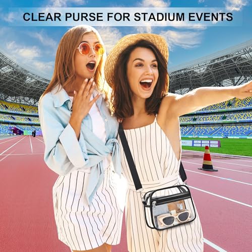 Clear Bag for Stadium Events Stadium Approved Women's Top-Handle Handbags | Mini Small Clear Bag Purse with Wide Adjustable Strap and Front Pocket for Sports Concerts, Festivals
