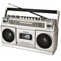 Retro Classic 80s Style Portable Boombox with Cassette Player Recorder, AM/FM/SW1/SW2 Radio, Bluetooth, USB/Micro SD Slots, Headphone Jack, 24W Dual Full-Range High Bass Speakers