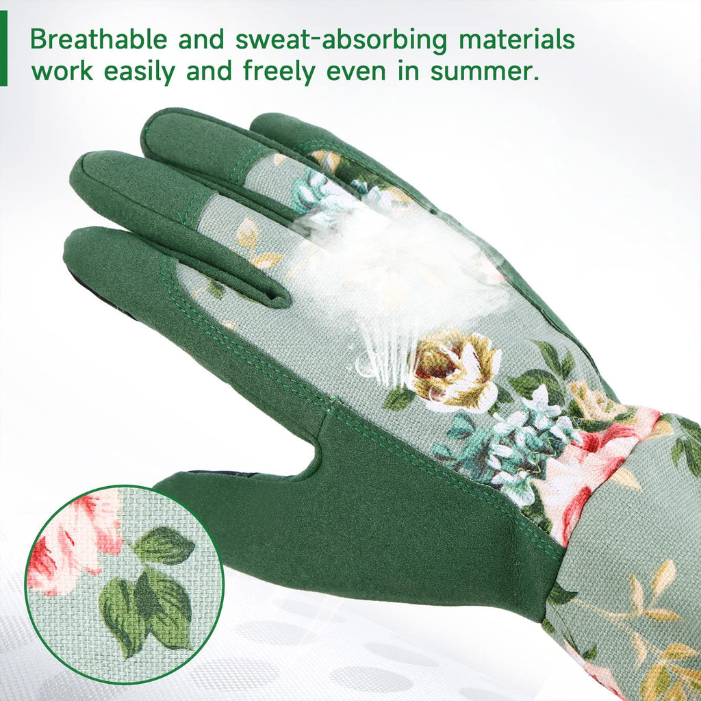 WANCHI Gardening Gloves for Women Gift,Yard Work Garden Gloves,Green Medium | Long Garden Gloves for Women,Gardener Gardening Gifts for Women,Outdoor Heavy Working Gloves for Men,Weed,Pruning,Lawn Glove