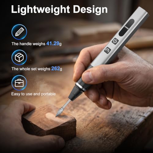 STREBITO Engraving Pen for Metal Wood Glass Plastic, 47 in 1 Engraving Kit | 5 Speeds Up to 36000 RPM, USB-C Rechargeable, Diamond Bit, Beginner Friendly, Portable Engraving Pen Kit for Artists & DIYers