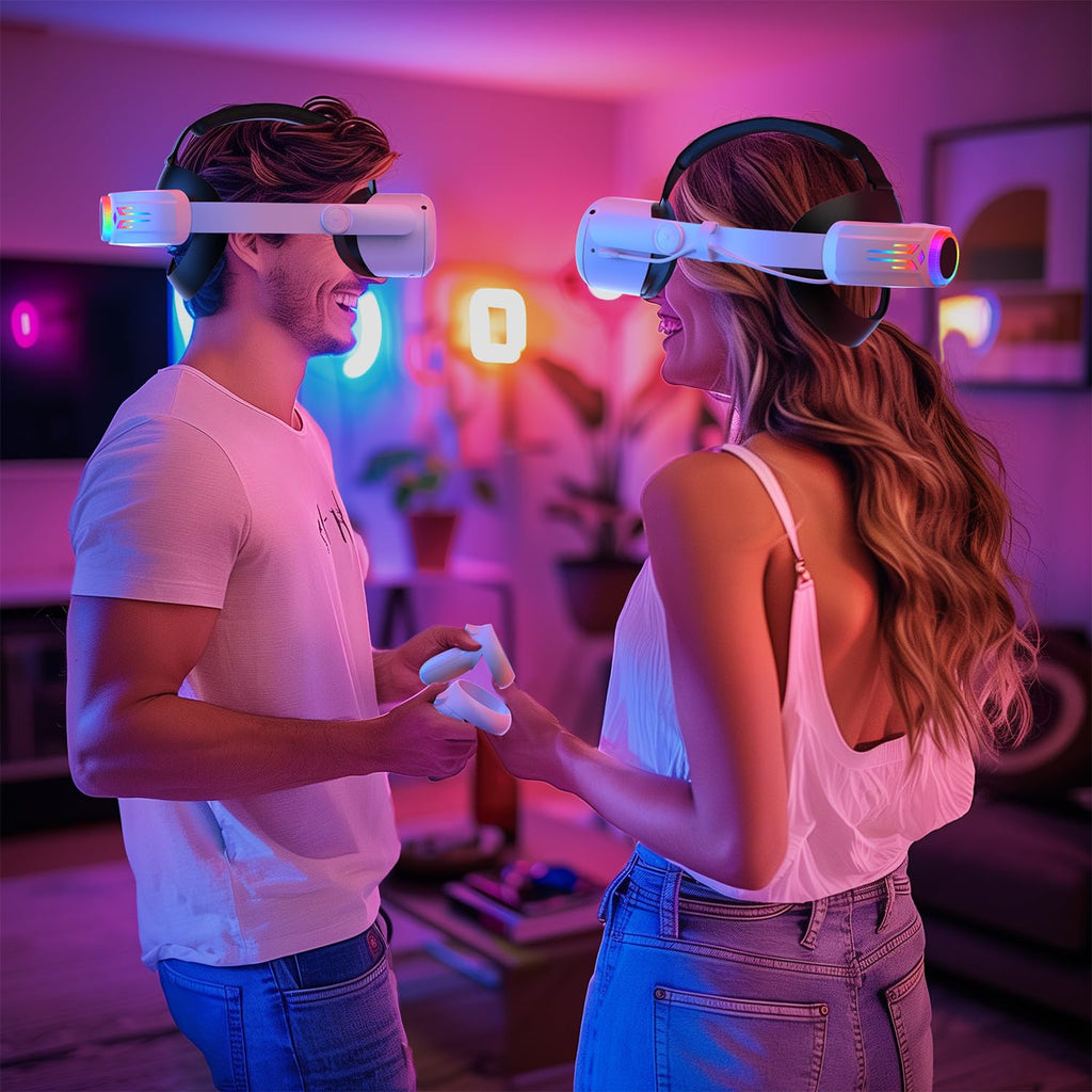 RGB Head Strap with 12000mAh Battery for Oculus Quest 2, Battery Pack for Extended 8 Hrs of Playtime, Fast Charging VR Power, Adjustable Elite Strap Enhanced Support and Balance for Meta Quest 2
