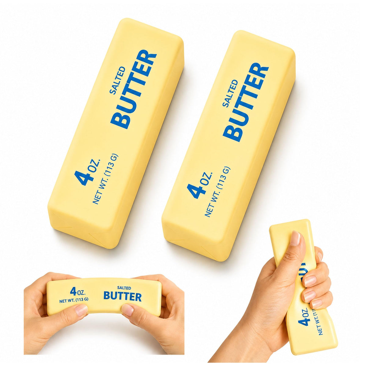 2 PCS Butter Squishy,Butter Squishy Toy, Squishy Fidget Toy, Stress Relief Toy, Soft Squeeze Anxiety Relief Fidget Toy, 4oz Butter-Shaped Squishy Toy for Office Desk Home, Reusable Durable Material