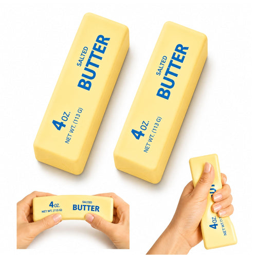 2 PCS Butter Squishy,Butter Squishy Toy, Squishy Fidget Toy, Stress Relief Toy, Soft Squeeze Anxiety Relief Fidget Toy, 4oz Butter-Shaped Squishy Toy for Office Desk Home, Reusable Durable Material