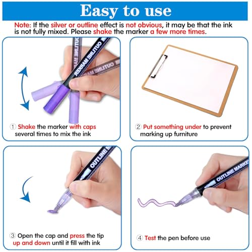 Muchcute Outline Markers Glitter Pens,12 Shimmer Toy Tween Teen Girl Gifts | Trendy Stuff Art Supplies Kids 6-8 9-12 10-12, Arts Crafts Kids Ages 8-12 Year Old Birthday Gifts, Cute Fun Crafts Girls 8-12