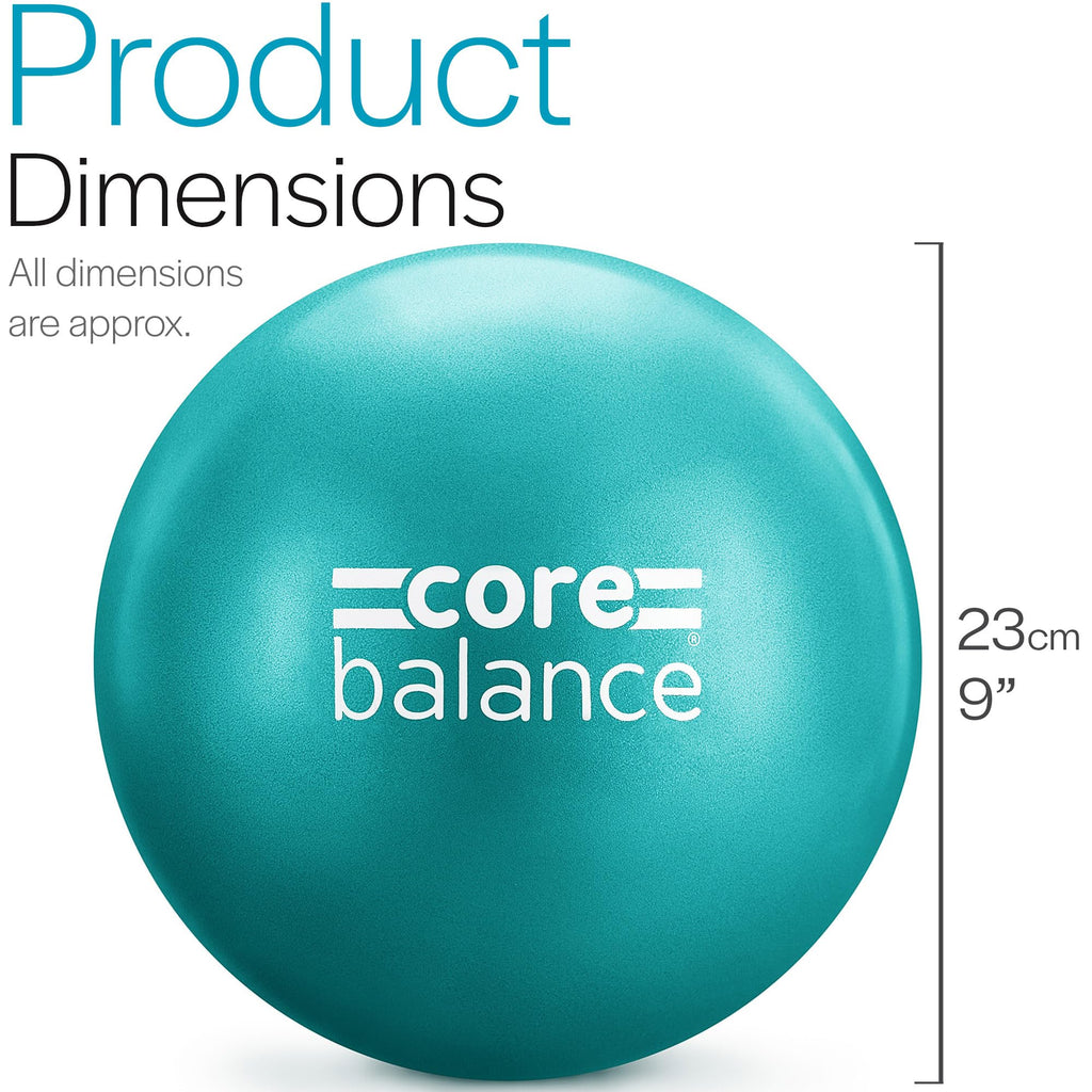 Core Balance Pilates Ball 9 Inch Anti Burst, Core Ball with Inflation Tube, Mini Pilates Ball for Physical Therapy, Small Exercise Ball for Yoga, Barre, Stretching and Core Stability Workout