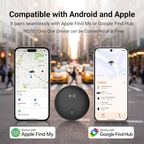 GPS Tracker for Vehicles, Real-Time Tracking for Android & iOS w/Magnetic | No Monthly Fee / No SIM Card, Works with Android Find Hub & iOS Find My, Hidden GPS Tracker Devices for Cars/Motorcycle/Bikes