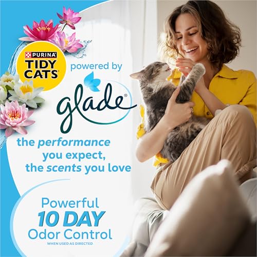 Purina Tidy Cats Clumping Cat Litter, Glade Clear Springs, 38 lb | Lightweight, low dust multi-cat litter with 10-day odor control and fresh floral fragrance