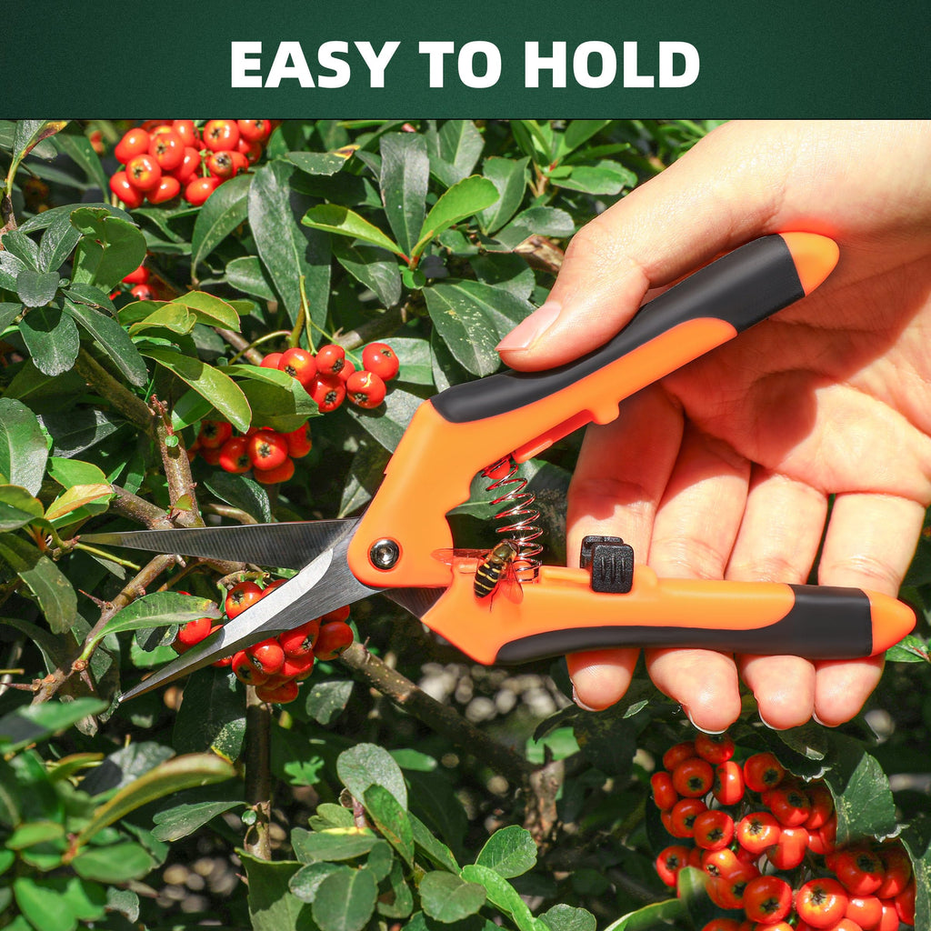 EWPJDK 3 Pack Garden Pruning Shears Scissors Clippers Stainless Steel | Gardening Shears, Gardening Shears, Pruning Snips for Gardening Tools, Securely Lock, Non-Slip, Ergonomically Designed