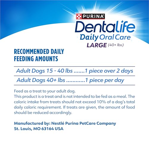 Dentalife Purina Daily Dental Chews for Large Dogs, 18 ct Pouch | Chewy, ridged texture in a tasty chicken flavor, helps reduce tartar buildup and help freshen breath