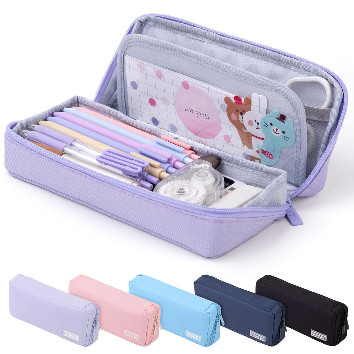 CICIMELON Pencil Case, Wide Opening Pen Pouch Bag for School Supplies | Compact Size, Multi-compartment Pencil Pouch Storage Organizer Bag for Students College Office, Purple