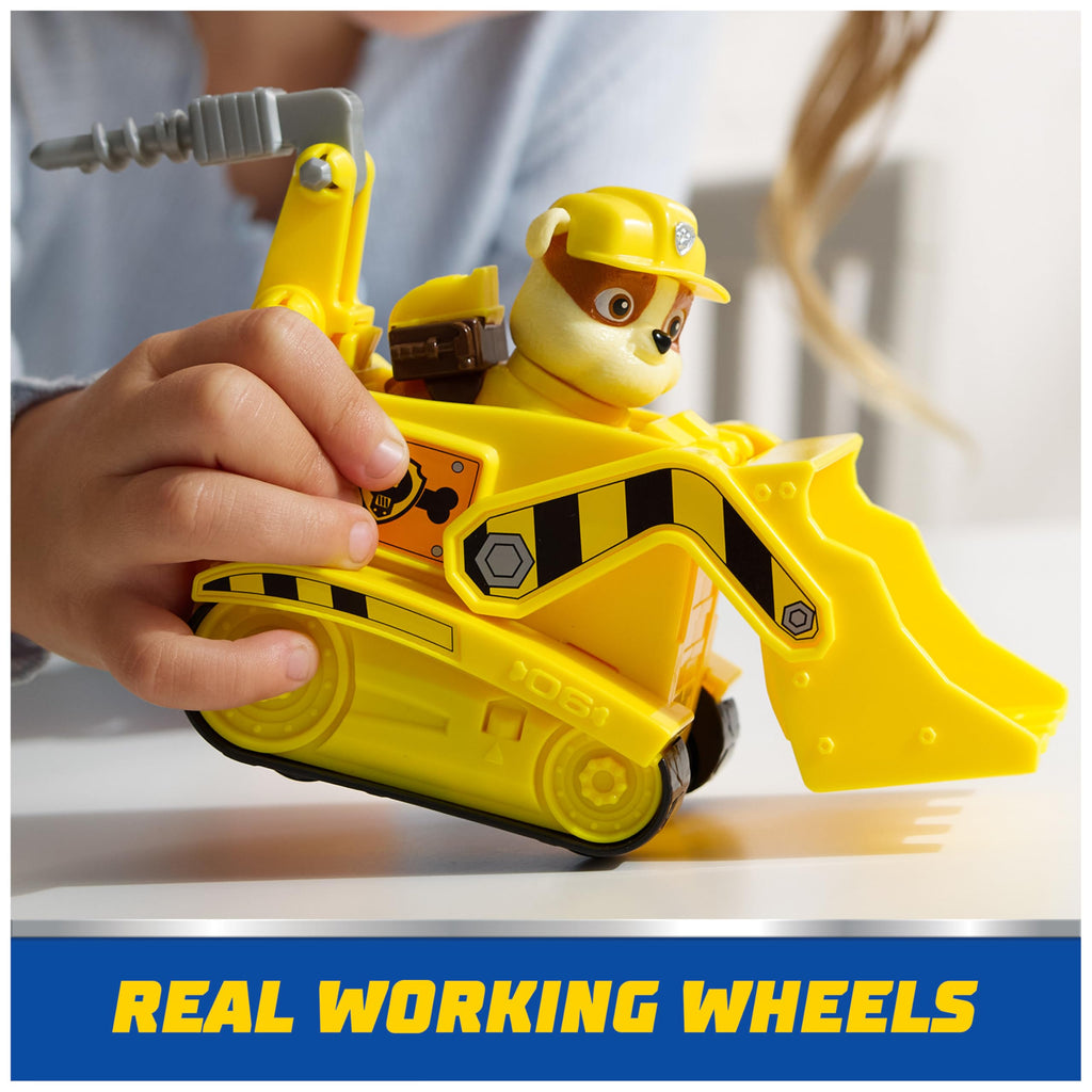 Paw Patrol, Rubble’s Bulldozer Toy Truck with Collectible Action Figure | Action Rescue Vehicle, Rolling Wheels, Rubble Action Figure, Imaginative Pretend Play, Kids Toys for Boys & Girls Ages 3 & Up