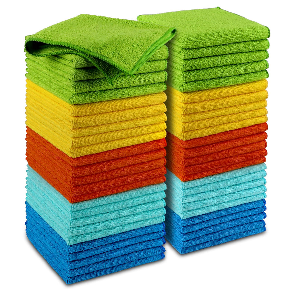AIDEA Microfiber Cleaning Cloth-50PK, Microfiber Towels for Cars, 12"×12" | Premium Wash Cloths, Dusting Cloth Cleaning Rags, Absorbent Towels for SUVs, House, Kitchen, Window, Cleaning Supplies