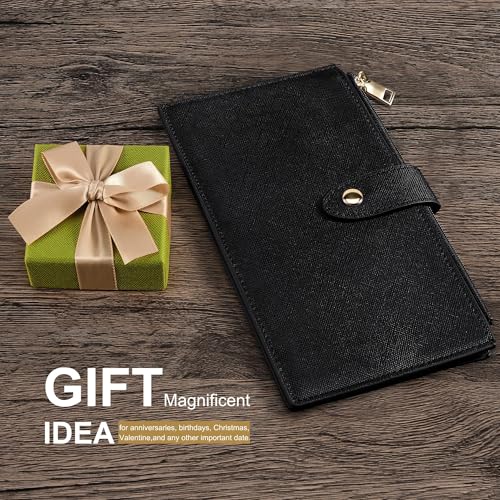 Travelambo RFID Wallet Women Large Size Bifold Multi Card Wallet Case with Zipper Pocke Credit Card Holder for Women