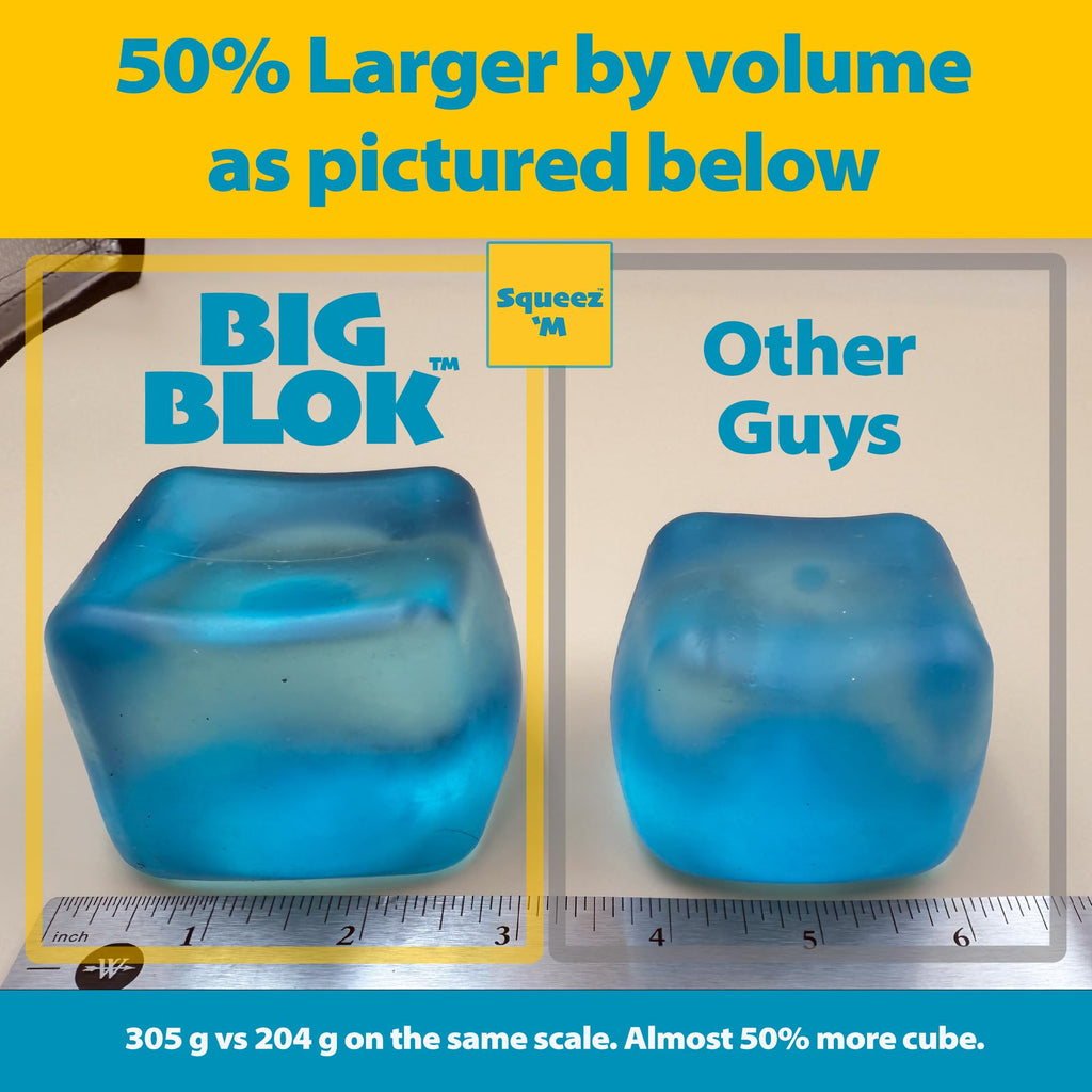 Original BigBlok Premium Stress Cube, Squishy Fidget Toy, Kids & Adults | Non-toxic ASTM certified, US family-owned, easy replacement, jumbo sensory squeeze cube for stress relief