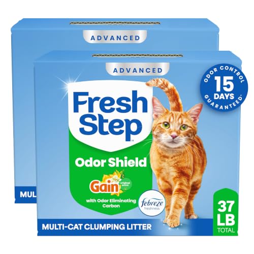 Fresh Step Advanced Odor Shield Clumping Cat Litter with Gain, 18.5 lb, 2Pk | Odor Shield with Ammonia Block Technology, Low Dust, Multi Cat, Compatible with Most Automatic Litter Boxes