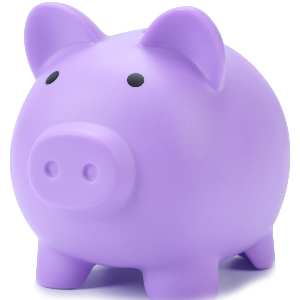 H&W Mini Piggy Bank, Plastic Coin Bank, Unbreakable Money Banks, Cute Piggy Banks for Kids, First Money Box, Best Birthday Gifts Home Decoration（Purple）