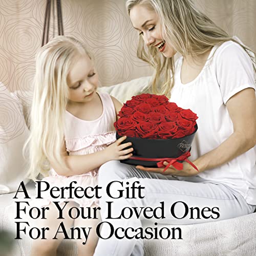 GLAMOUR BOUTIQUE Preserved Flowers, 16 Forever Red Roses in Heart Gift Box | Unique floral present for women, anniversary gifts for her, mom or wife, cute birthday idea, will you be my girlfriend box