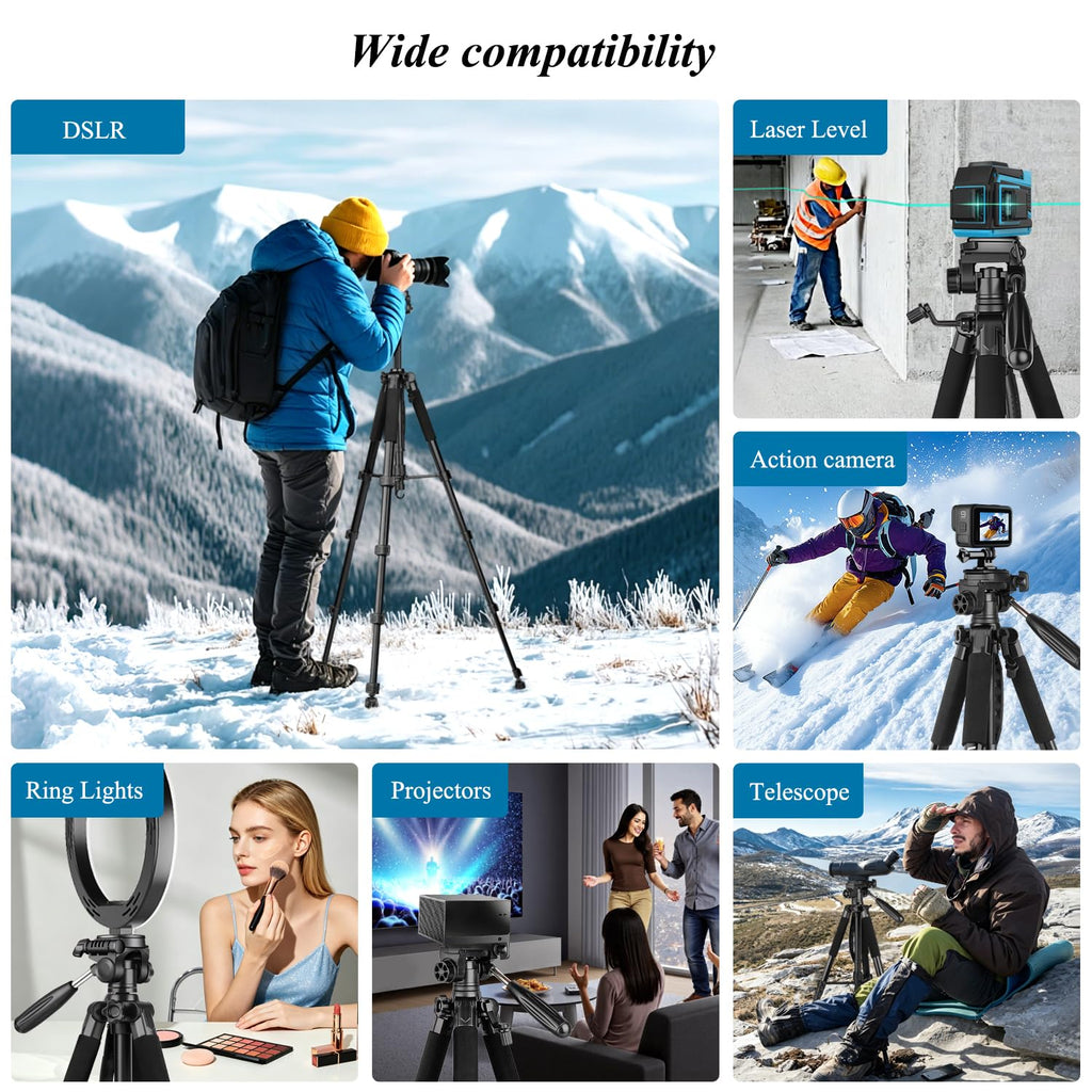 VICTIV 74” Camera Tripod, Tripod for Camera and Phone with Phone Holder | Aluminum Professional Tripod Stand for Canon Nikon with Carry Bag, Compatible with DSLR, iPhone, Spotting Scopes, Gopro